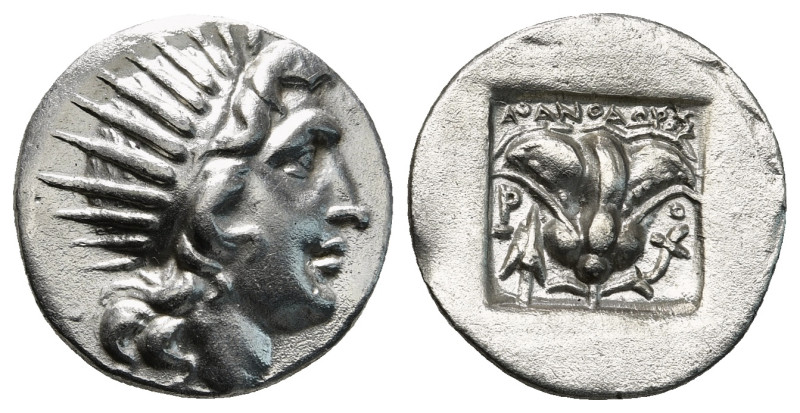 CARIA. Rhodes. Drachm (Circa 190-170 BC).
Obv: Radiate head of Helios right.
R...