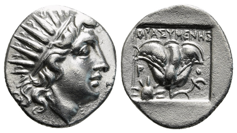 CARIA. Rhodes. Drachm (Circa 190-170 BC).
Obv: Radiate head of Helios right.
R...