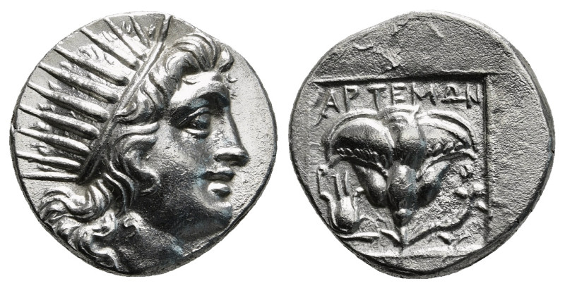 CARIA. Rhodes. Drachm (Circa 190-170 BC).
Obv: Radiate head of Helios right.
R...