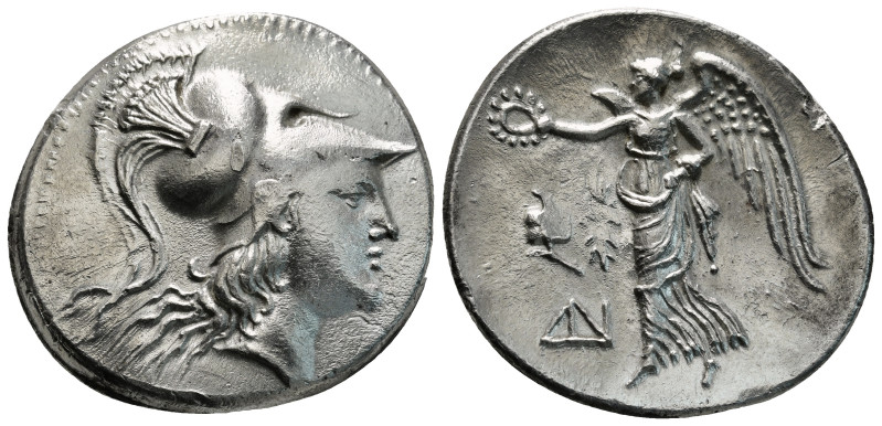 PAMPHYLIA. Side. Tetradrachm (Circa 205-100 BC).
Obv: Head of Athena left, wear...