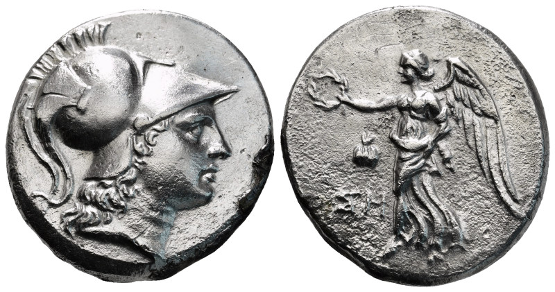 PAMPHYLIA. Side. Tetradrachm (Circa 205-100 BC).
Obv: Head of Athena left, wear...