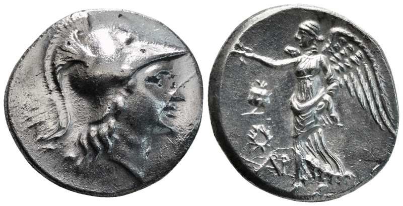 PAMPHYLIA. Side. Tetradrachm (Circa 205-100 BC).
Obv: Head of Athena left, wear...