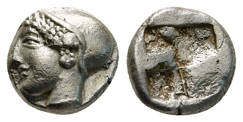 IONIA. Phokaia. Obol (Circa 521-478 BC).
Obv: Female head left, wearing helmet o...