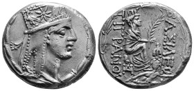 KINGS OF ARMENIA. Tigranes II (95-56). Tetradrachm. Antioch.
Obv: Head right, wearing Armenian tiara.
Rev: BAΣIΛEΩΣ TIΓPANOY.
Tyche of Antioch seat...