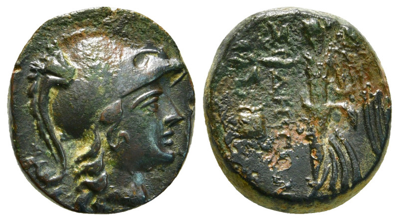 PAMPHYLIA. Side. Ae (Circa 200-36 BC). Obv: Helmeted head of Athena right. Rev: ...