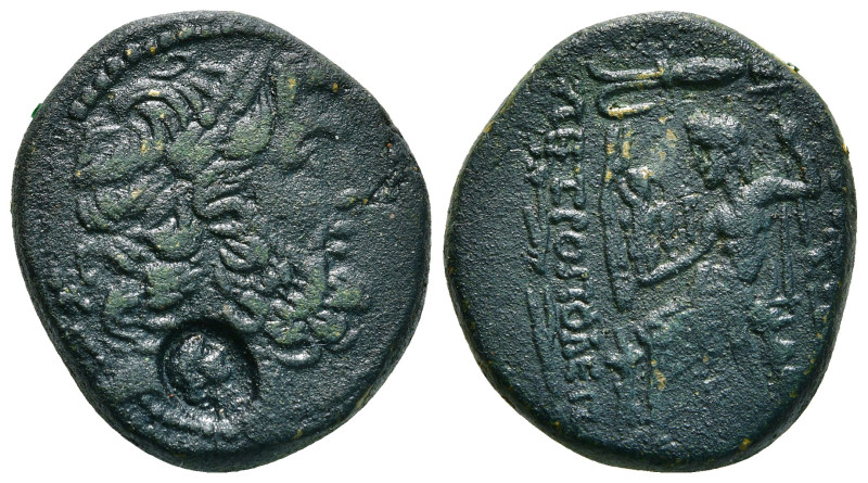 SELEUCIS & PIERIA. Antioch. Ae Tetrachalkon (63-28 BC). Uncertain date.
Obv: Lau...