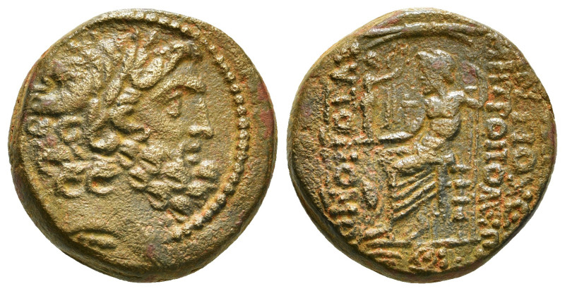 SELEUCIS & PIERIA. Antioch. Ae Tetrachalkon (63-28 BC). Uncertain date.
Obv: Lau...