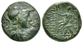 PONTOS. Amisos. Ae (62-59 BC). Struck under C. Papirius Carbo, proconsul.
Obv: AMI - ΣOY.
Helmeted bust of Roma right.
Rev: ΕΠΙ ΓΑΙΟΥ ΠΑΠΕΙΡΙΟΥ ΚΑΡΒΩΝ...