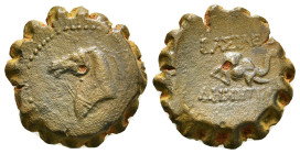 SELEUKID KINGDOM. Demetrios I Soter (162-150 BC). Serrate Ae. Antioch on the Orontes.
Obv: Head of horse left.
Rev: BAΣIΛEΩΣ / ΔHMHTPIOY.
Head of elep...