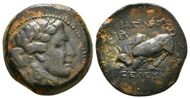 SELEUKID EMPIRE. Seleukos I Nikator. 312-281 BC. Æ .7,47 g - 20,96 mm Antioch on the Orontes mint. Struck circa late 280s BC. Winged head of Medusa ri...