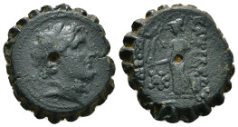 Seleukid Kingdom. Antioch on the Orontes. Alexander I Balas 152-145 BC.
Serrate AE 8,63 g - 21,14 mm 
Diademed head of Alexander I right / [Β]ΑΣΙΛΕΩΣ ...