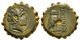 SELEUKID KINGS of SYRIA. Alexander I Balas, 152-145 BC.
 Ae serrate Antioch.3,65 g - 16,35 mm Obv: Diademed head of Alexander I to right. Rev. BAΣIΛEΩ...