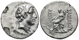 SELEUKID KINGDOM. Demetrios I Soter (162-150 BC). Tetradrachm. Antioch on the Orontes.
Obv: Diademed head right within wreath.
Rev: ΒΑΣΙΛΕΩΣ / ΔΗΜΗΤΡΙ...