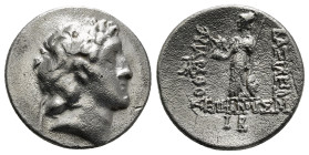 KINGS OF CAPPADOCIA. Drachm. Eusebeia
Obv: Diademed head right.
Rev: ΒΑΣΙΛΕΩΣ / APIAPAΘOY
Athena standing left, holding Nike and spear, and resting ha...