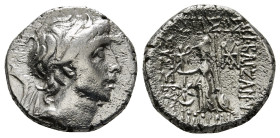 KINGS OF CAPPADOCIA. Drachm. Eusebeia
Obv: Diademed head right.
Rev: ΒΑΣΙΛΕΩΣ / APIAPAΘOY
Athena standing left, holding Nike and spear, and resting ha...