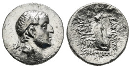 KINGS OF CAPPADOCIA. Drachm. Eusebeia
Obv: Diademed head right.
Rev: ΒΑΣΙΛΕΩΣ / APIAPAΘOY
Athena standing left, holding Nike and spear, and resting ha...