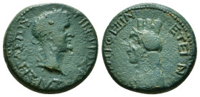 Galatia. Koinon of Galatia. Tiberius AD 14-37. Æ 6,16 g - 18,90 mm
[TIBEPIO]Σ KAIΣAP ΣE[BAΣTOΣ], laureate head right / [MHTHP] ΘEωN ETE[I N], turreted...