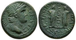 PHRYGIA. Laodicea ad Lycum. Nero (54-68). Ae. Anto- Zenon, son of Zenon, magistrate. Homonoia issue with Smyrna.
Obv: NEPΩN ΣEBAΣTOΣ.
Laureate head ri...