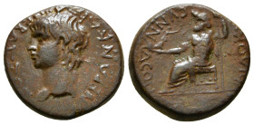 PHRYGIA. Synnada. Nero, 54-68.4,84 g - 18,32 mm Obv NEPΩN KAICAP ΣEBAΣTOΣ Bare head of Nero to Left. Rev. TI K ΠICΩN CYNNAΔEΩN Zeus seated left on thr...