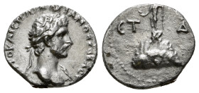 CAPPADOCIA. Caesarea. Hadrianus (117-138). Hemidrachm. Dated RY 4.
Obv: ΑΥΤΟ ΚΑΙC ΤΡΑΙ ΑΔΡΙΑΝΟC CΕΒΑCΤ.
Laureate bust right, slight drapery on far sho...