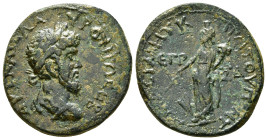 PONTUS, Amasia. Marcus Aurelius. AD 161-180. Æ .13,30 g - 26,96 mm Dated CY 165 (AD 161/2). Bareheaded and draped bust right / Tyche standing left, ho...