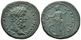 GALATIA. Tavium. Septimius Severus, 193-211.12,04 g - 28,33 mm AE Tetrassarion AYT K Λ CEΠTIM CEOY ΠEPT A e head of Septimius Severus to right. Rev. T...