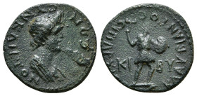 PHRYGIA. Cibyra. Pseudo-autonomous. Time of Domitian (81-96). Ae. Klaudios Bias, archiereos.
Obv: ΘΕΟΝ CVNKΛHTOC.
Draped bust of the Senate right.
Rev...