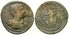 PHRYGIA, Hierapolis. Elagabalus. AD 218-222. Æ 11,92 g - 31,68 mm Laureate and cuirassed bust right / Tyche standing left, holding rudder and cornucop...