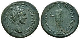 LYDIA. Sala. Antoninus Pius (138-161). Ae. Androneikos Salamonos, magistrate. 11,02 g - 26,09 mm Obv: ΑVΤ ΚΑΙ ΑΔΡΙΑ ΑΝΤΩΝЄΙΝΟС. Laureate head right. R...