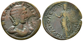 PHRYGIA. Hierapolis. Annia Faustina, Augusta, 221. 6,02 g- 24,55 mm Diassarion ΑΝΝΙΑ ΦΑΥϹΤЄΙΝ[Α ϹЄ]Β Diademed and draped bust of Annia Faustina to rig...