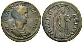 PHRYGIA, Hierapolis. Philip II. As Caesar, AD 244-247. Æ 10,19 g - 28,96 mm Bareheaded, draped, and cuirassed bust right / Apollo standing right, hold...