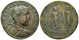 PHRYGIA. Hierapolis. Philip I, 244-249.17,43 g - 34,30 mm Homonoia with Cyzicus. AYT K IOYΛ ΦIΛIΠΠOC AVΓI (sic!) Laureate, draped and cuirassed bust o...