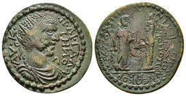 Phrygia. Hierapolis . Gallienus AD 253-268. Homonoia-issue with Ephesos Æ
7,15 g - 26,60 mm
AY • K • Π • ΛI • ΓAΛΛ-IHNOC, radiate, draped and cuirasse...