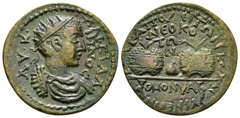 PHRYGIA. Hierapolis. Gallienus (253-268). Ae.
Obv: AV K Π ΛΙ ΓΑΛΛΙΗNOC.
Diademed...