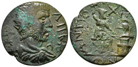 CARIA, Antiochia ad Maeandrum. Gallienus. AD 253-268. Æ 12,67 g - 29,95 mm Radiate, draped, and curiassed bust right, seen from behind / Hephaestus (V...