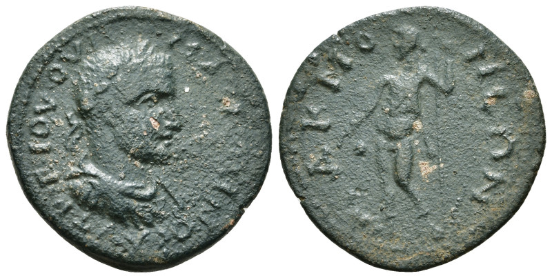 PHRYGIA, Acmonea. Gallienus, 253-268 AD. AE.
Obv: AVT K ΠOV ΛIK ΓAΛIHNOC.
Laurea...