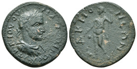 PHRYGIA, Acmonea. Gallienus, 253-268 AD. AE.
Obv: AVT K ΠOV ΛIK ΓAΛIHNOC.
Laureate, draped bust of Gallienus, right.
Rev: AKMONEΩN.
Dionysos, naked, s...