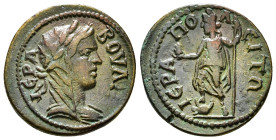 PHRYGIA. Hierapolis. Pseudo-autonomous. Time of Elagabalus (218-222). Ae.
Rev: ΙЄΡΑΠΟΛЄΙΤΩΝ.
Mên standing left, holding pine cone and sceptre. Conditi...