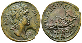 PHRYGIA, Hierapolis ad Chrysorrhoas. 3rd century AD. Æ. DH-MOC, laureate bust of Demos right, slight drapery on left shoulder / IERAPOLEITWN, NEWKOR/W...