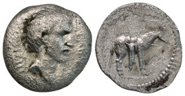 QUINTUS LABIENUS. Denarius (early BC 40). Uncertain mint in Syria or in Southeastern Asia Minor.
Obv: Q LABIENVS PARTHICVS IMP.
Bare head of Labienu...