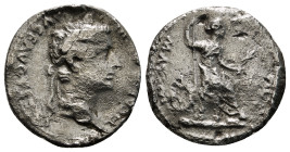 TIBERIUS (14-37). Denarius.
Obv: TI CAESAR DIVI AVG F AVGVSTVS.
Laureate head right.
Rev: PONTIF MAXIM.
Livia (as Pax) seated right on throne, holding...