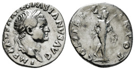 VESPASIAN (69-79). Denarius. Rome.
Obv: IMP CAESAR VESPASIANVS AVG.
Laureate head right.
Rev: COS ITER TR POT.
Mars advancing right, holding spear and...