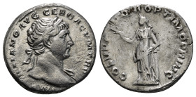 TRAJAN (98-117). Denarius. Rome.
Obv: IMP TRAIANO AVG GER DAC P M TR P COS V P P.
Laureate bust right, with slight drapery.
Rev: S P Q R OPTIMO PRINCI...