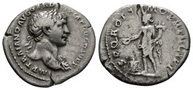 TRAJAN (98-117). Denarius. Rome.
Obv: IMP TRAIANO AVG GER DAC P M TR P COS V P P.
Laureate bust right, with slight drapery.
Rev: S P Q R OPTIMO PRINCI...