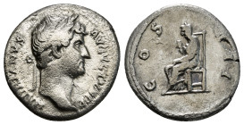 HADRIAN (117-138). Denarius. Rome.
Obv: HADRIANVS AVGVSTVS P P.
Laureate head right. Rev : COS III Fortuna seated left on throne. Condition : Fine 2,8...