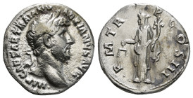 HADRIAN (117-138). Denarius. Rome.
Obv: IMP CAESAR TRAIAN HADRIANVS AVG.
Laureate bust right, with slight drapery.
Rev: P M TR P COS III.
Aequitas sta...