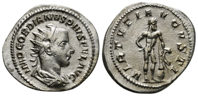 GORDIAN III (238-244). Antoninianus. Rome.
Obv: IMP GORDIANVS PIVS FEL AVG.
Radi...