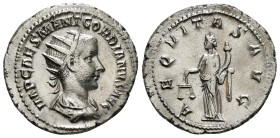 GORDIAN III (238-244). Antoninianus. Antioch.
Obv: IMP CAES M ANT GORDIANVS AVG.
Radiate, draped and cuirassed bust right.
Rev: AEQVITAS AVG.
Aequitas...