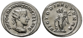 GORDIAN III (238-244). Antoninianus. Rome.
Obv: IMP GORDIANVS PIVS FEL AVG.
Radiate, draped and cuirassed bust right.
Rev: VICTORIA AETER.
Victory sta...