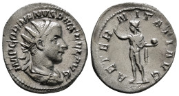 GORDIAN III (238-244). Antoninianus. Rome.
Obv: IMP GORDIANVS PIVS FEL AVG.
Radiate, draped and cuirassed bust right.
Rev: AETERNITATI AVG.
Sol standi...